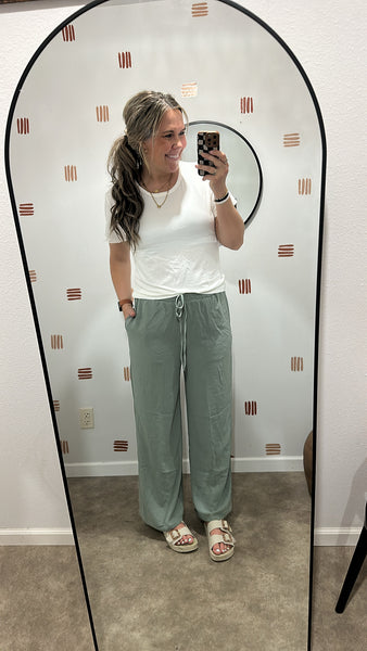 Drawstring Wide Leg (Sage)