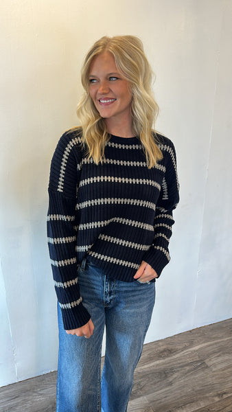 Ribbed Navy Sweater