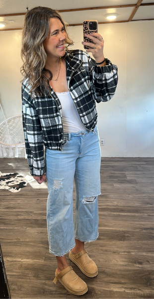 Plaid Zip Up Jacket