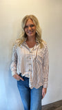 Khaki Striped Button Up