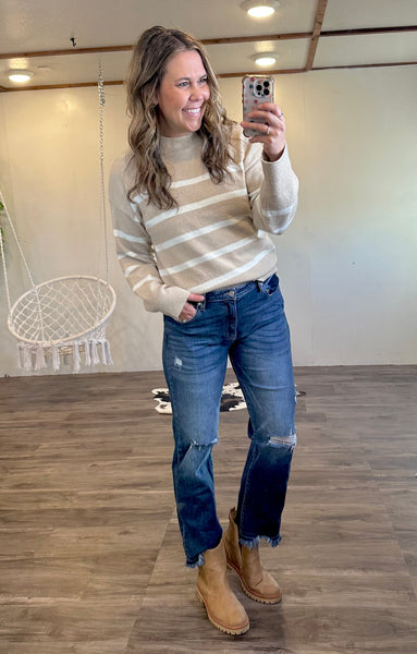 Taupe Striped Sweater