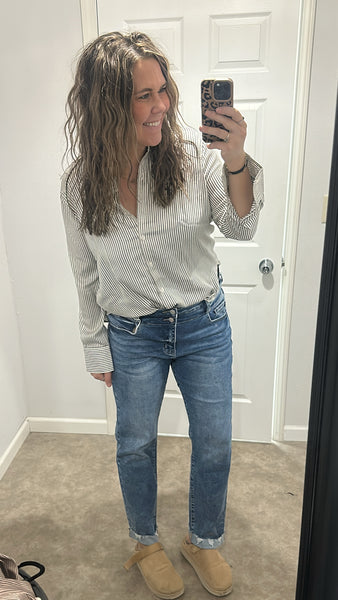 Pin Stripe Button up (Black)