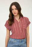 Striped burgundy top
