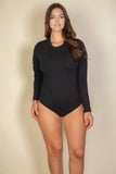Plus Solid Long Sleeve Round Neck Bodysuit (3 colors)