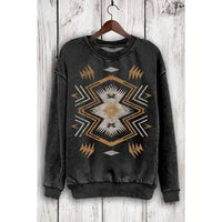 Aztec Black Graphic Crew