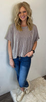 Ribbed Striped Tee (Brown)