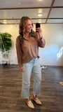 Crinkle Button Up (Brown)