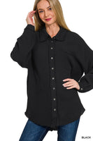 Gauze Girly Button Down (Black)