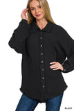 Gauze Girly Button Down (Black)