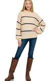Samantha Striped Sweater (Taupe)