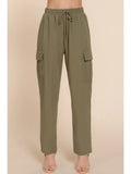 Linen Cargo Pants (Olive)