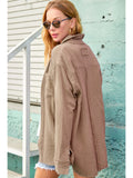 Crinkle Gauze Button Up (Khaki)