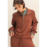 Scuba Girl Quarter Zip (Brown)