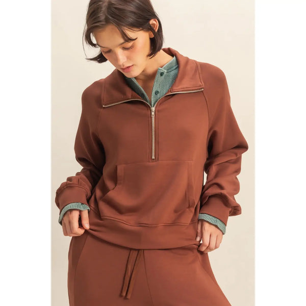 Scuba Girl Quarter Zip (Brown)