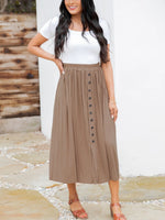 Brown Button Detail Skirt