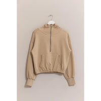 Quilted Knit Hoodie (Taupe)