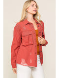 Distressed Dk Red Jacket