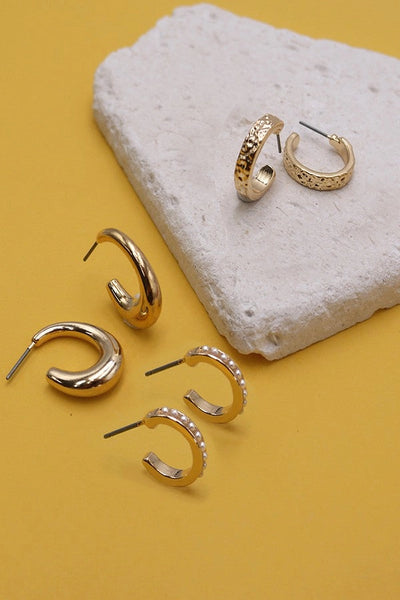 Pearl Mini Hoop Trio Set
