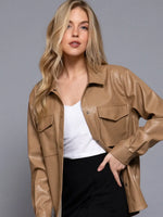 Leather Coffee Button Up