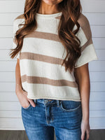 Striped Knitted Detail Top