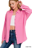 Gauze Button Up (Candy Pink)