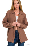 Gauze Girly Button Down (Brown)