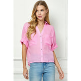 Pink Button Up Tee