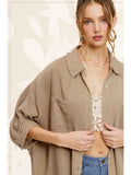 Gauze Button Tee Top