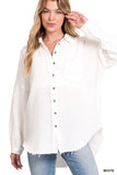 Gauze Girly Button Down (White)