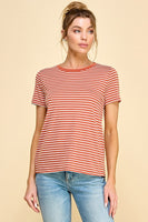 Striped Basic Tee (Rust)