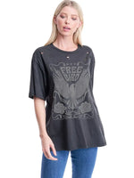 Distressed Graphic Free Bird (Black)