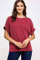 Basic Girl Ribbed Tee (Cranberry)