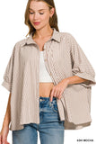 Striped Button Detail Top