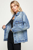 Distressed Oversized Denim Jacket