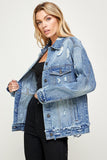 Distressed Oversized Denim Jacket