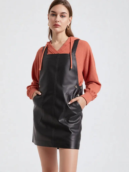 Leather Overall Dress (Black)