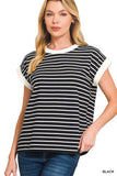 Black Striped Detail Top