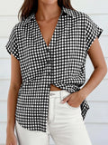 Gingham Button Top