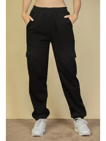 Drawstring Cargo Sweats (Black)