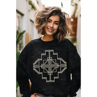 Aztec Puff Detail Crew (Black)