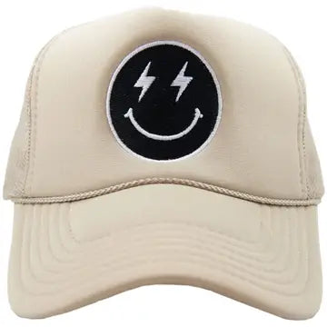 Khaki Black Lightning Trucker Hat