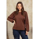 Brown Striped Terry Top