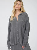 Crinkle Button Up (Grey)
