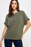 Basic Girl Ribbed Tee (Olive)