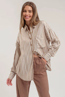 Khaki Striped Button Up