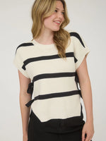 Striped Tie Knit Top (Ivory)