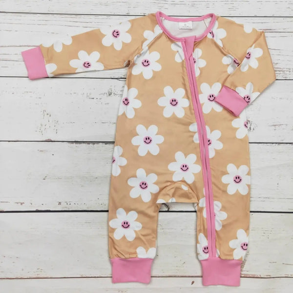 Baby Smiley Floral Zip Sleeper