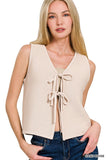 Tie Front Sweater Vest (Beige)