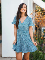 Tiered Blue Floral Dress