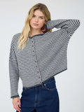 Striped Cardigan Charcoal